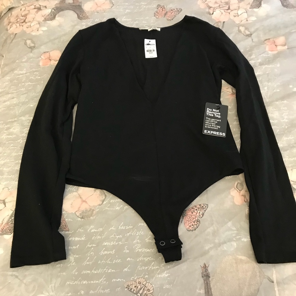 Black Deep V Body Suit New with Tags.